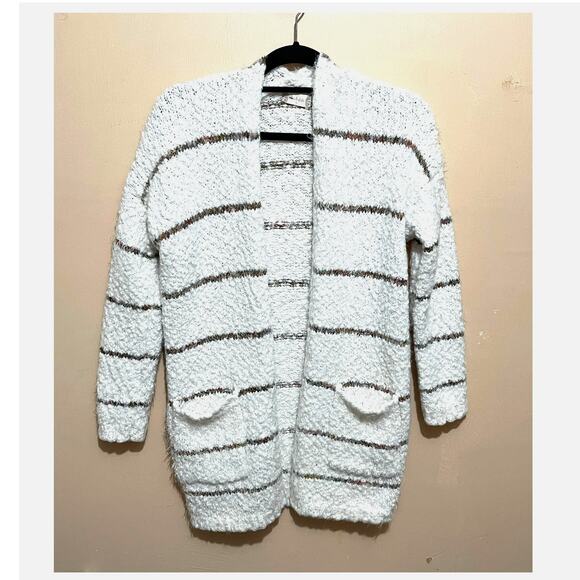 ALTAR'D‎ STATE Mohair Eyelash Open Cardigan Sweater with Pockets M Striped-Boho - Picture 1 of 11